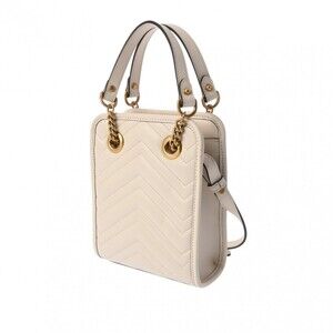 Gucci GG Leather Handbag White Marmont Bag Shoulder